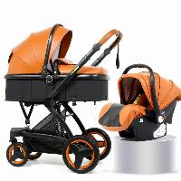 EN1888 Multi-color Optional PU Leather Canopy Fabric Aluminum Alloy Baby Stroller 3 in 1 Luxury Baby Pram  (SF-S00X6 Pro)